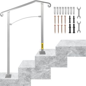 VEVOR Outdoor Stair Railing, Fit 2 or 3 Steps Alloy Metal Handrailing, Front Porch Flexible Transitional Handrail