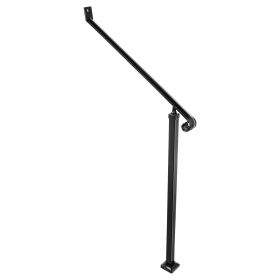 VEVOR Handrails for Outdoor Steps 2-3 Step Railings Wrought Iron Handrail Stair Railings for Steps Black Iron Railings for Steps Wall and Floor Mounte