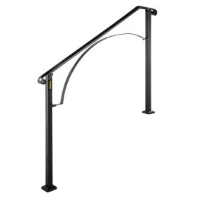 VEVOR Handrails for Outdoor Steps, Fit 4 or 5 Steps Outdoor Stair Railing, Arch#4 Wrought Iron Handrail, Flexible Porch Railing