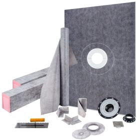 VEVOR Shower Curb Kit, 38"x60" Watertight Shower Curb Overlay with 4" ABS Central Bonding Flange, 4" Stainless Steel Grate