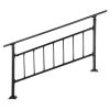 VEVOR Outdoor Stair Railing, Fits for 1-5 Steps Transitional Wrought Iron Handrail, Adjustable Exterior Stair Railing with Fence