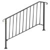 VEVOR Handrails for Outdoor Steps, Fit 4 or 5 Steps Outdoor Stair Railing, Picket#4 Wrought Iron Handrail, Flexible Porch Railing