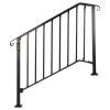 VEVOR Handrails for Outdoor Steps, Fit 3 or 4 Steps Outdoor Stair Railing, Picket#3 Wrought Iron Handrail, Flexible Porch Railing