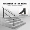 VEVOR Outdoor Stair Railing, Fits for 0-5 Steps Transitional Wrought Iron Handrail, Adjustable Exterior Stair Railing