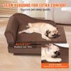 VEVOR Pet Sofa, Dog Couch for Medium-Sized Dogs and Cats, Soft Velvety Dog Sofa Bed, 81 lbs Loading Cat Sofa, Dark Brown