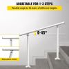 VEVOR Outdoor Stair Railing Kit, 3 FT Handrails 2-3 Steps, Adjustable Angle White Aluminum Stair Hand Rail for The Elderly