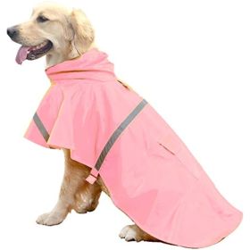 Dog Raincoats for Large Dogs with Reflective Strip Hoodie; Rain Poncho Jacket for Dogs (Color: D4-Pink, size: [XS])