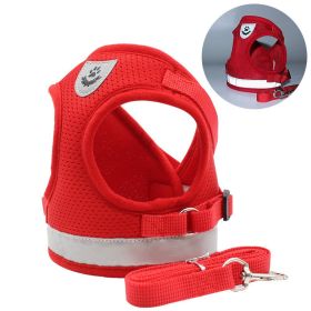 dog Harnesses and dog leash set; Pet Chest Strap Vest Dog Towing Rope Reflective Breathable Dog Rope Pet Supplies Wholesale (colour: Red, Specification (L * W): XL)