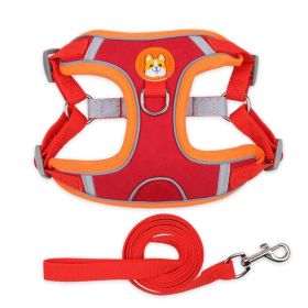 dog Harnesses and dog leash set; Pet Chest Strap Vest Dog Strap Small Dog Rope Wholesale Reflective Dog Towing Rope (colour: Red, Specification (L * W): XL)