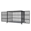 42" Heavy Duty Dog Crate for Large Medium Dogs, Furniture Style cage with 4 Lockable Wheels and 2 Locks