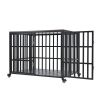 42" Heavy Duty Dog Crate for Large Medium Dogs, Furniture Style cage with 4 Lockable Wheels and 2 Locks